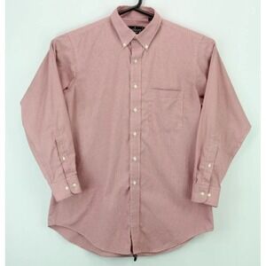 Lanesboro Men's Button Down Long Sleeve Collared Shirt Large Red White Check euc